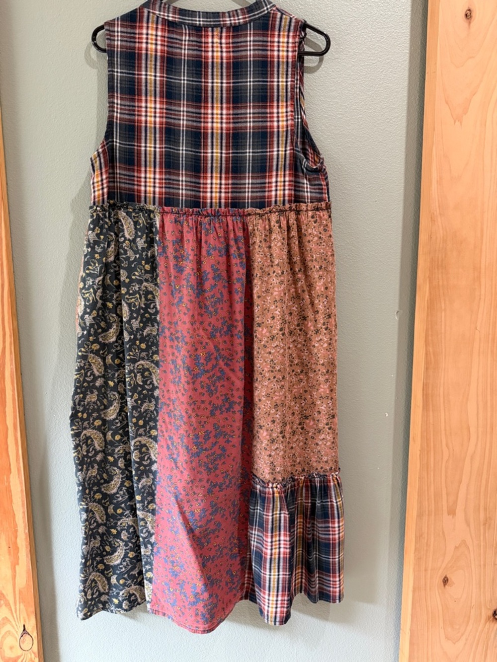 NATURAL LIFE ' Mixed-Print Patchwork Dress - Navy, Rust & Tan - Picture 2 of 9